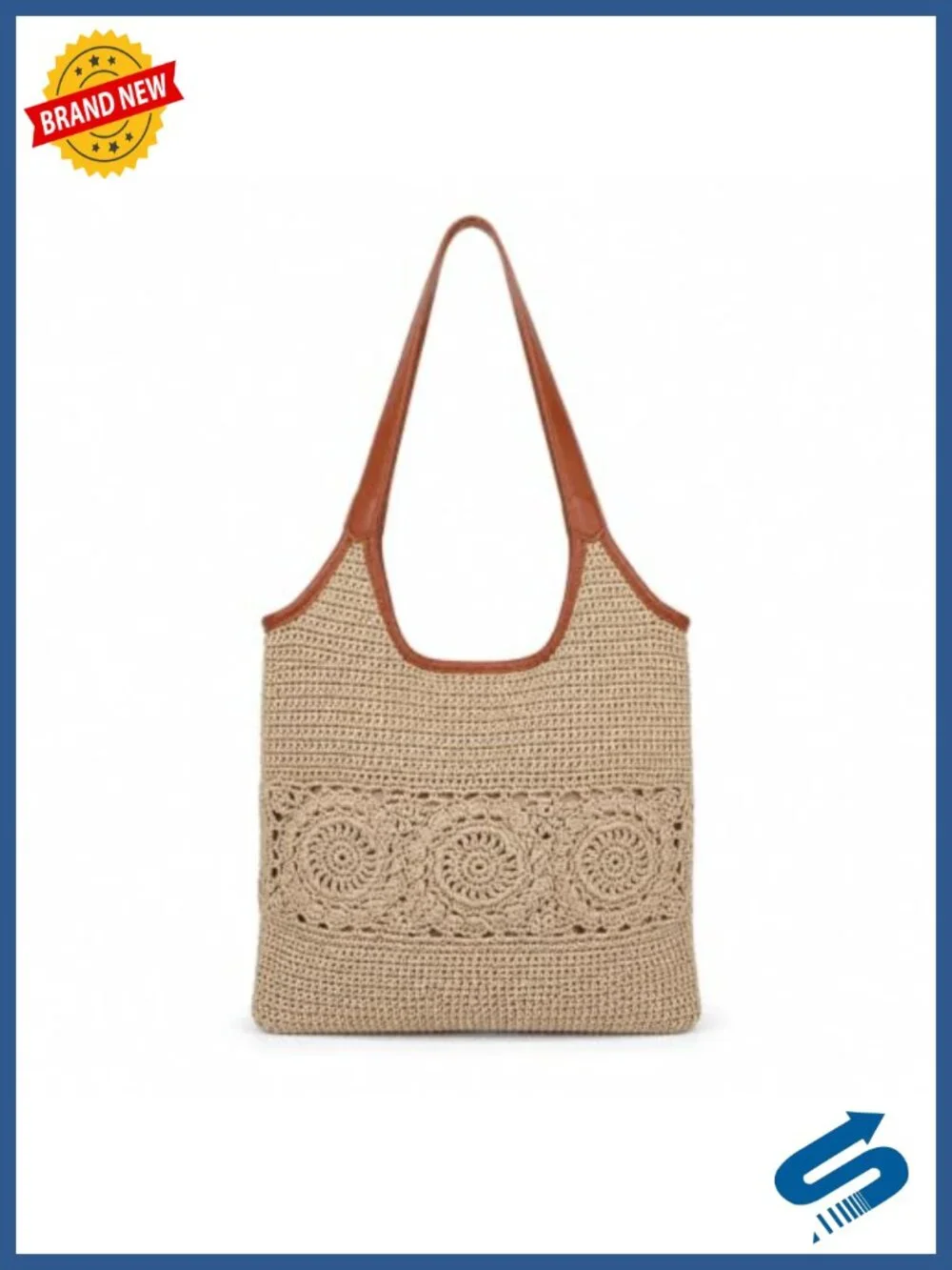 Boho Crochet Tote Bag for Women Summer Beach Shoulder Purse Handmade Hobo